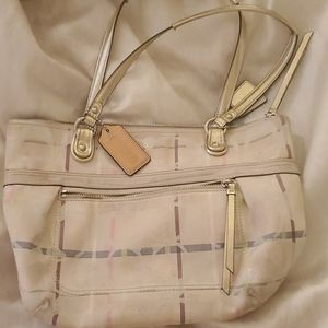 Coach Poppy Tattersall Signature Plaid Glam Tote Purse